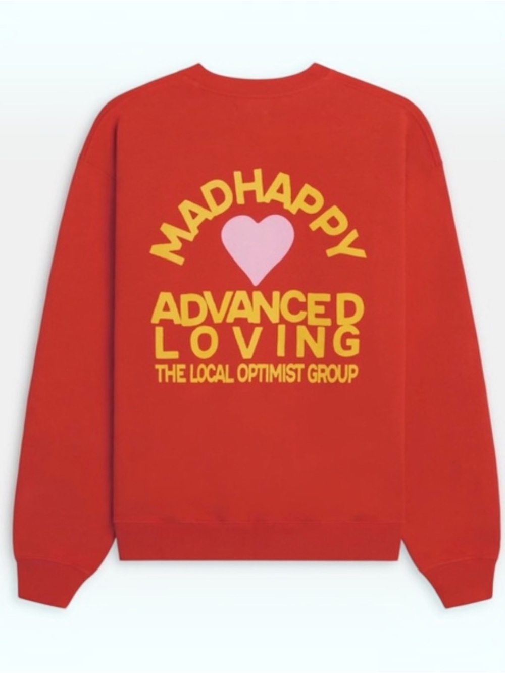 MadHappy Local Optimist Group Red Crew Neck Cotton Sweatshirt
